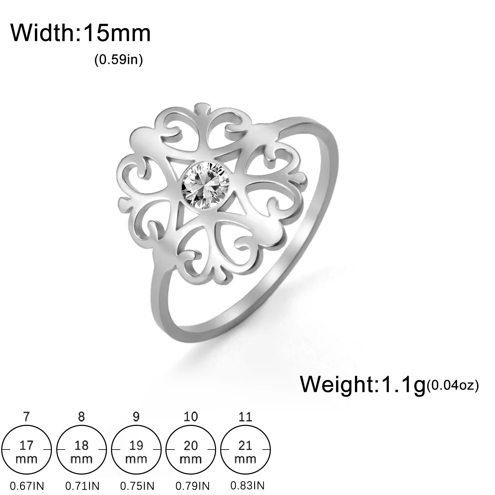 Skyrim Stainless Steel Flower Ring With Clear Zircon Women's Rings Wedding Band Bohemian Jewelry Anniversary Gift Wholesale