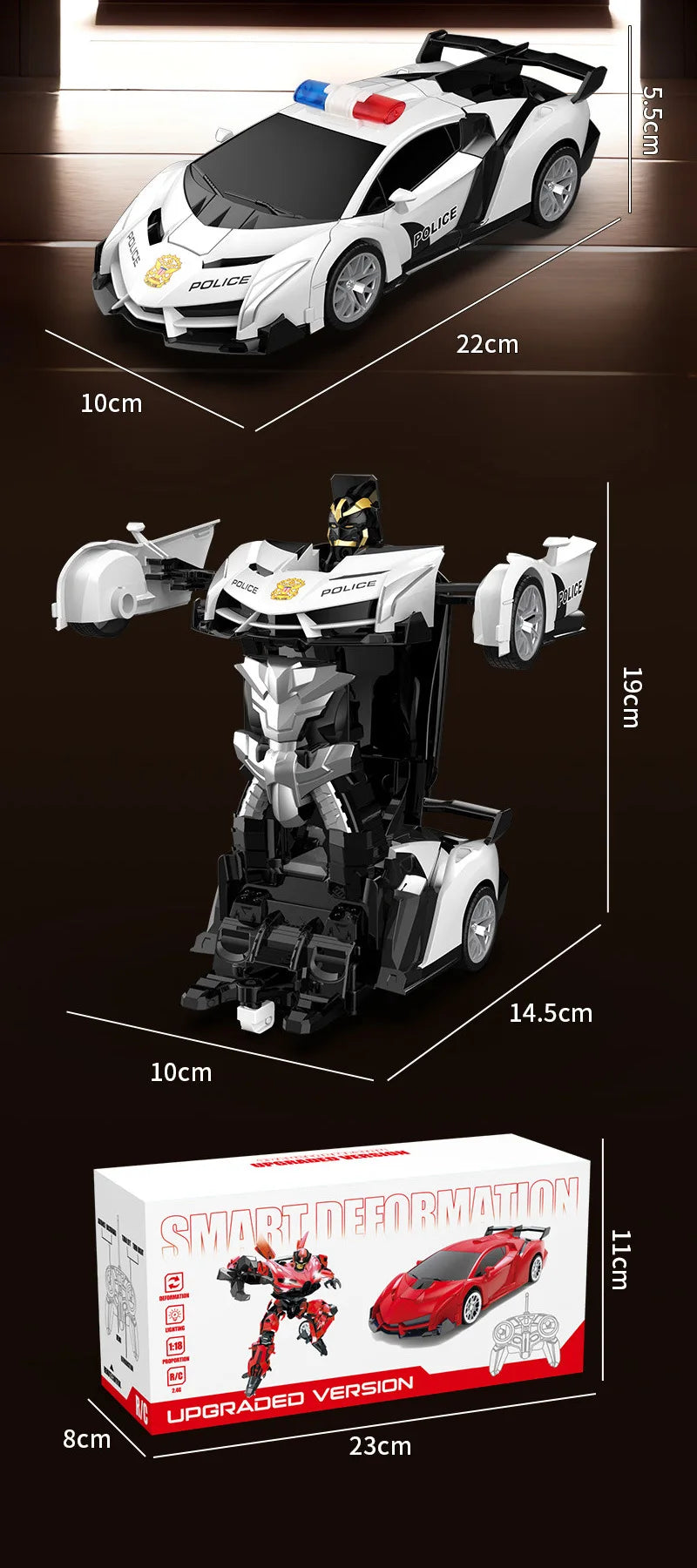 MESIONDY 1:18 Scale RC Car One Button Transform 360 Spin LED Lights 2.4GHz USB Rechargeable for 8-12 Yrs