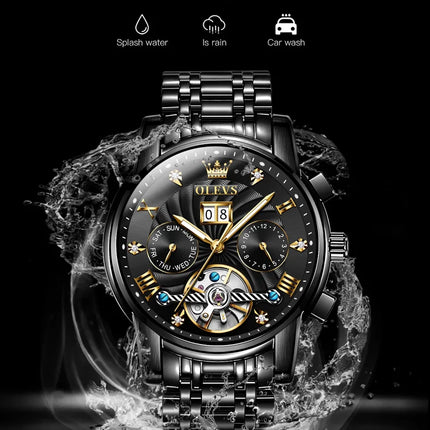 OLEVS Classic Men's Watches Tourbillon Multi-function Full Automatic