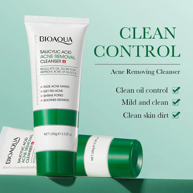 1/2pcs BIOAQUA Salicylic Acid Facial Cleanser Acne Treatment Moisturizing Oil Control Face Wash Foam Face Cleanser Skin Care