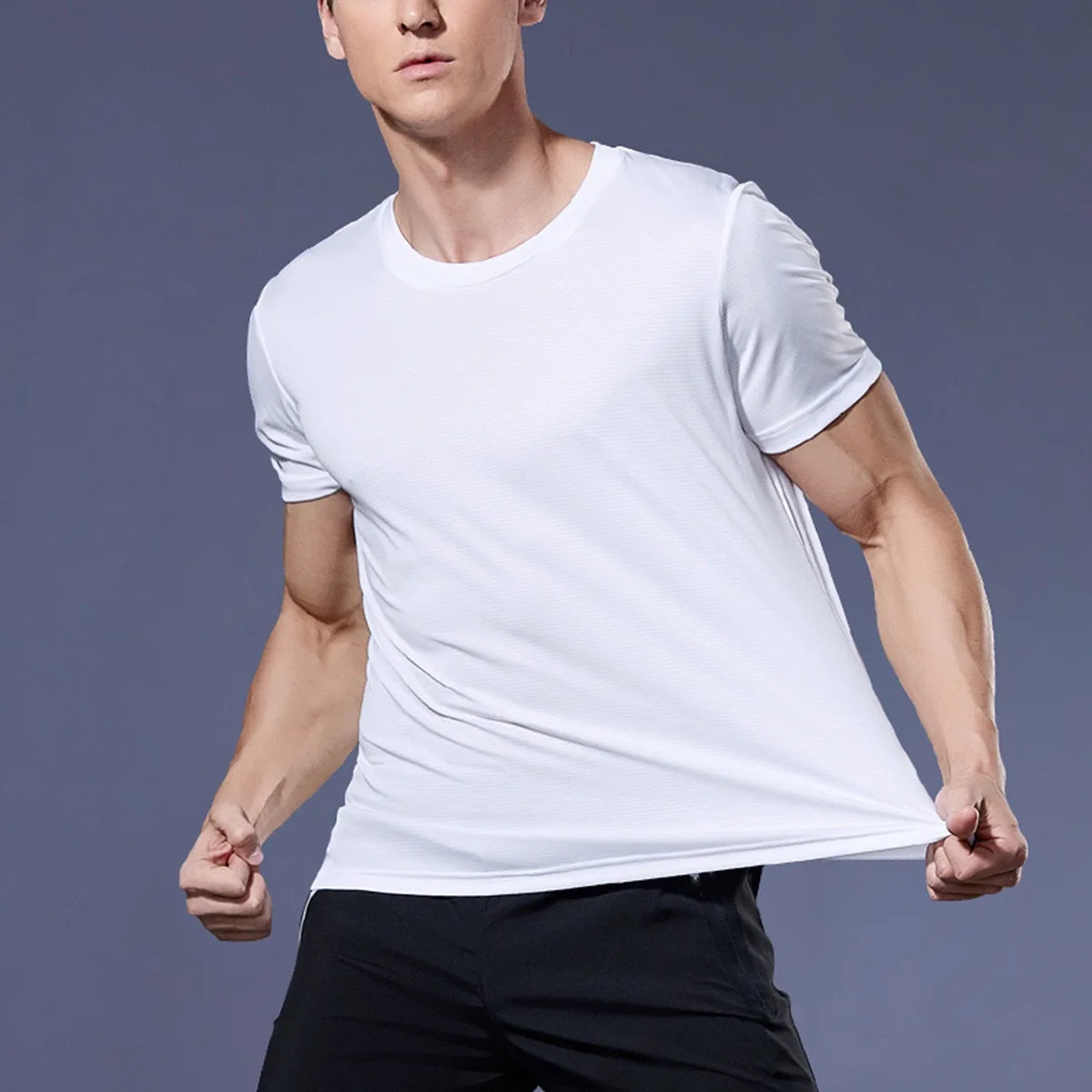 Men's Quick Dry Short Sleeve Gym Running Moisture Wicking Round Neck T-Shirt Training Exercise Gym Sport Shirt Tops Lightweight