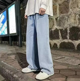 2025 New Streetwear Loose Jeans Men Korean Style Fashion Loose Straight Wide Leg Pants Men's Brand Clothing Black Light Blue