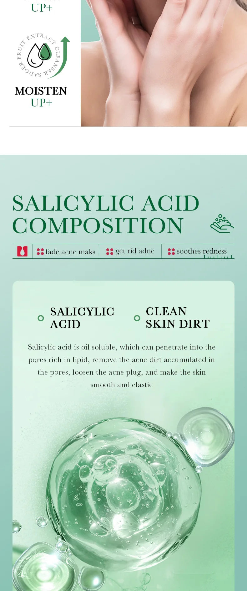 1/2pcs BIOAQUA Salicylic Acid Facial Cleanser Acne Treatment Moisturizing Oil Control Face Wash Foam Face Cleanser Skin Care