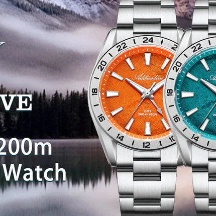 ADDIESDIVE Swiss GMT Quartz Watch – Sapphire Crystal & Dual Time Zone