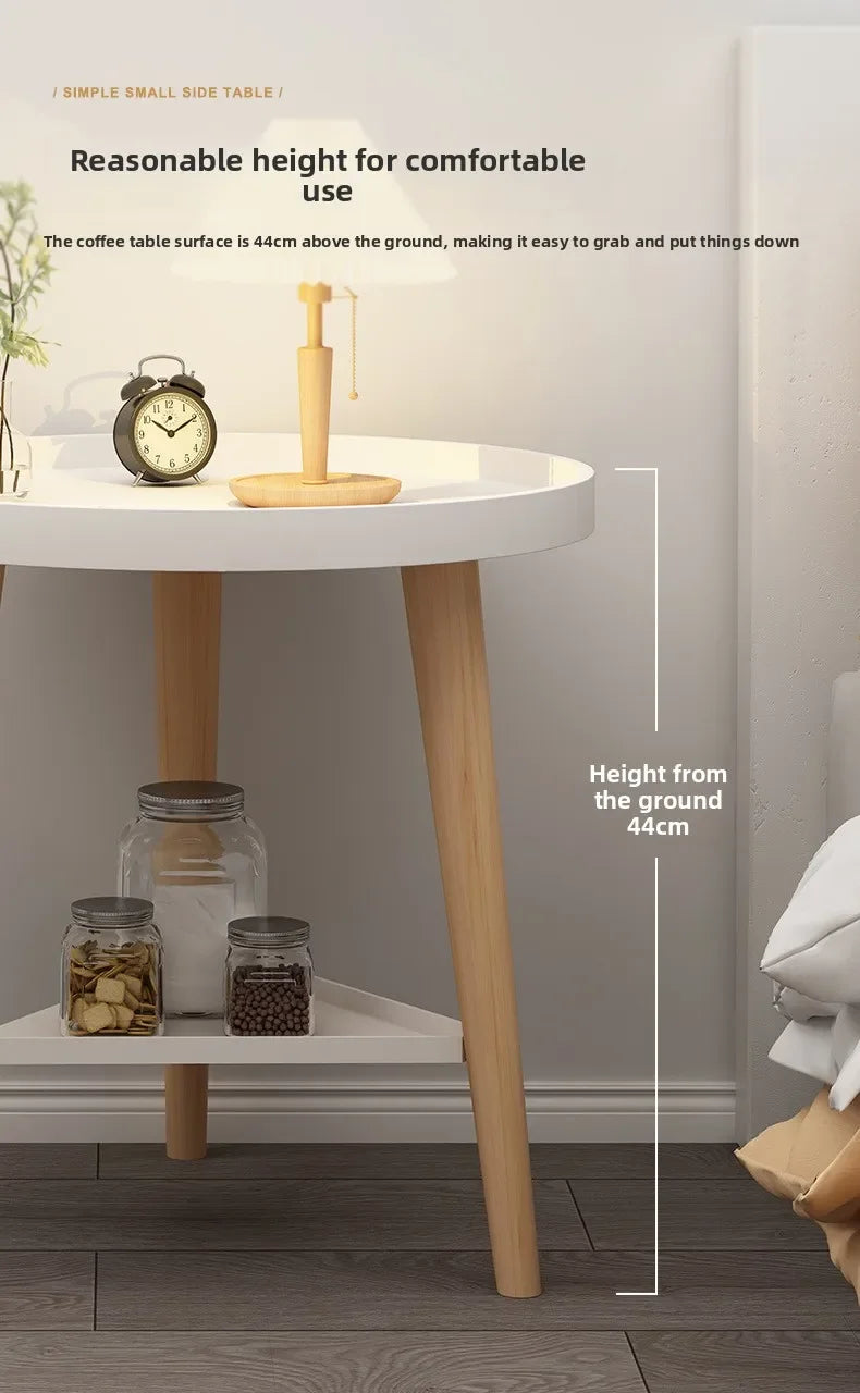 Small round table small apartment bedside table bedroom coffee table rack