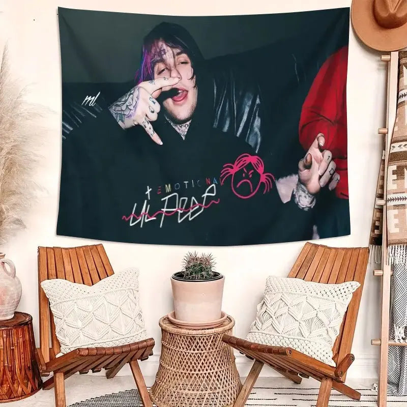 VIKAMA Lil Peep Poster Tapestry Emo Rap Wall Art for Bedroom Living Room Decoration Gothic Music Inspired Design