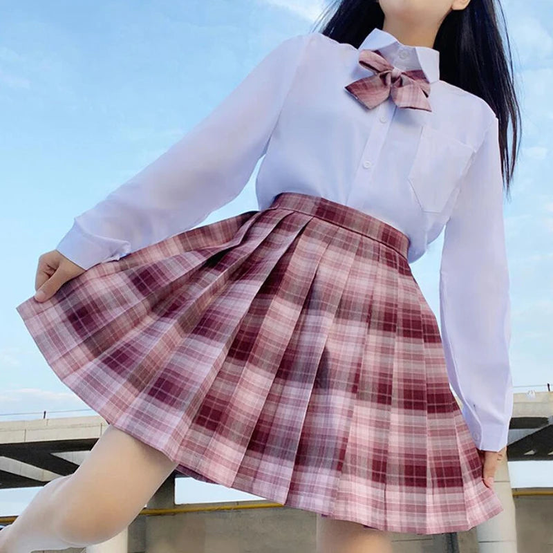 ZOKI Plaid Women Pleated Skirt Bow Knot Summer High Waist Preppy Girls Dance Mini Skirt Cute A Line Harajuku Sexy Japan Faldas