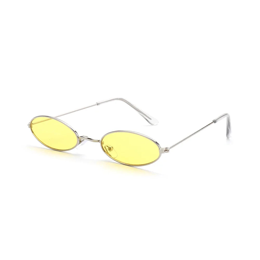 Retro Fashion Designer Sunglasses for Women Men Vintage Small Oval Shades Black Red Metal Sun Glasses Trendy Streetwear Eyewear