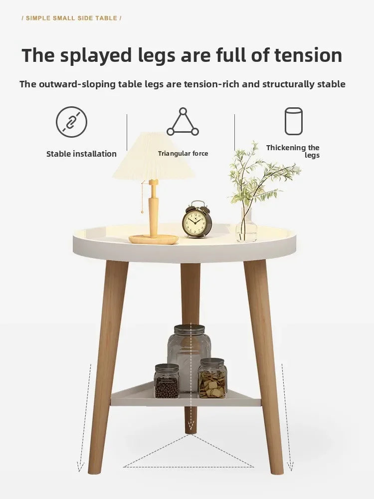Small round table small apartment bedside table bedroom coffee table rack