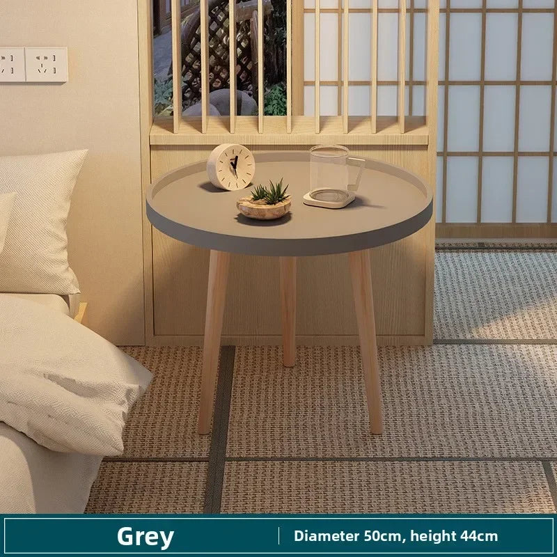 Small round table small apartment bedside table bedroom coffee table rack