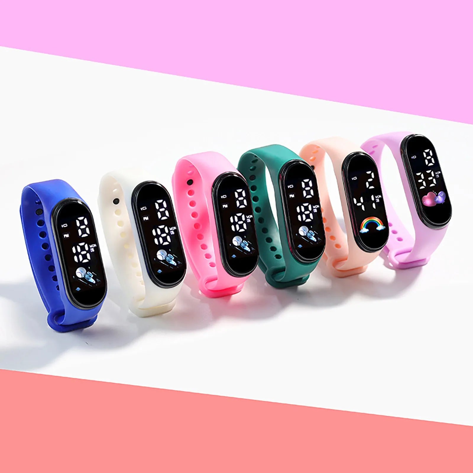 Children'S Smart Sports Watch Outdoor Electronic Fitness Smart Silicone Bracelet Children'S Waterproof Multifunctional Watch