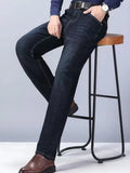 Men's Comfortable Soft Business Casual Denim Trousers Slim Fit Straight Pants Fashion Male Brand Light Luxury Stretch Clothing