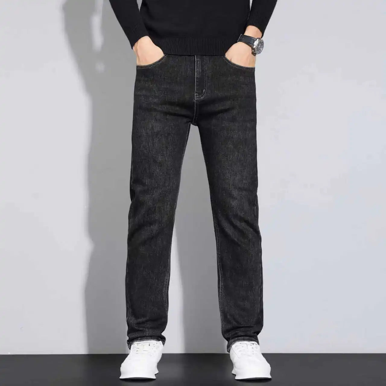 2025 Men's New Men's Fashion Casual Jeans Classic Style Casual Stretch Slim Fit Jeans Men's Denim Pants Black Blue Men's Style