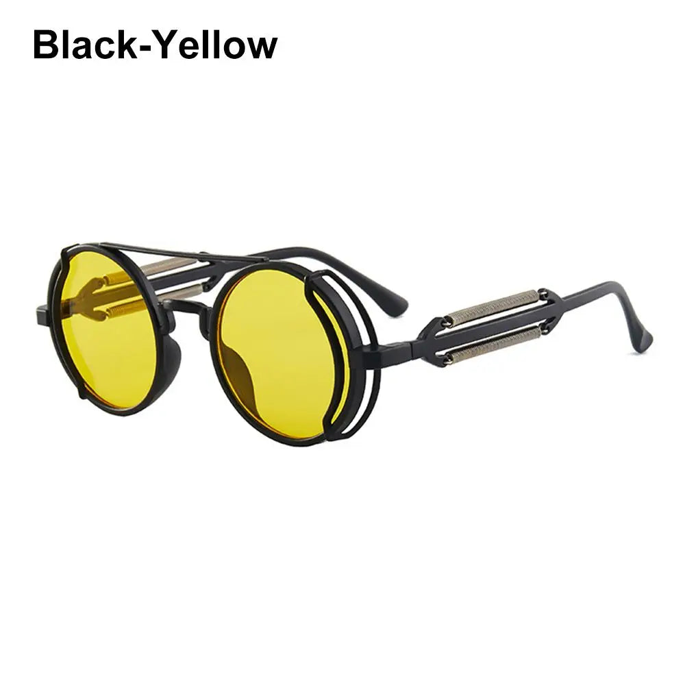 Fashion UV400 Protection Double Spring Temples Round Sunglasses Men's Eyewear Steampunk Sunglasses Sun Glasses