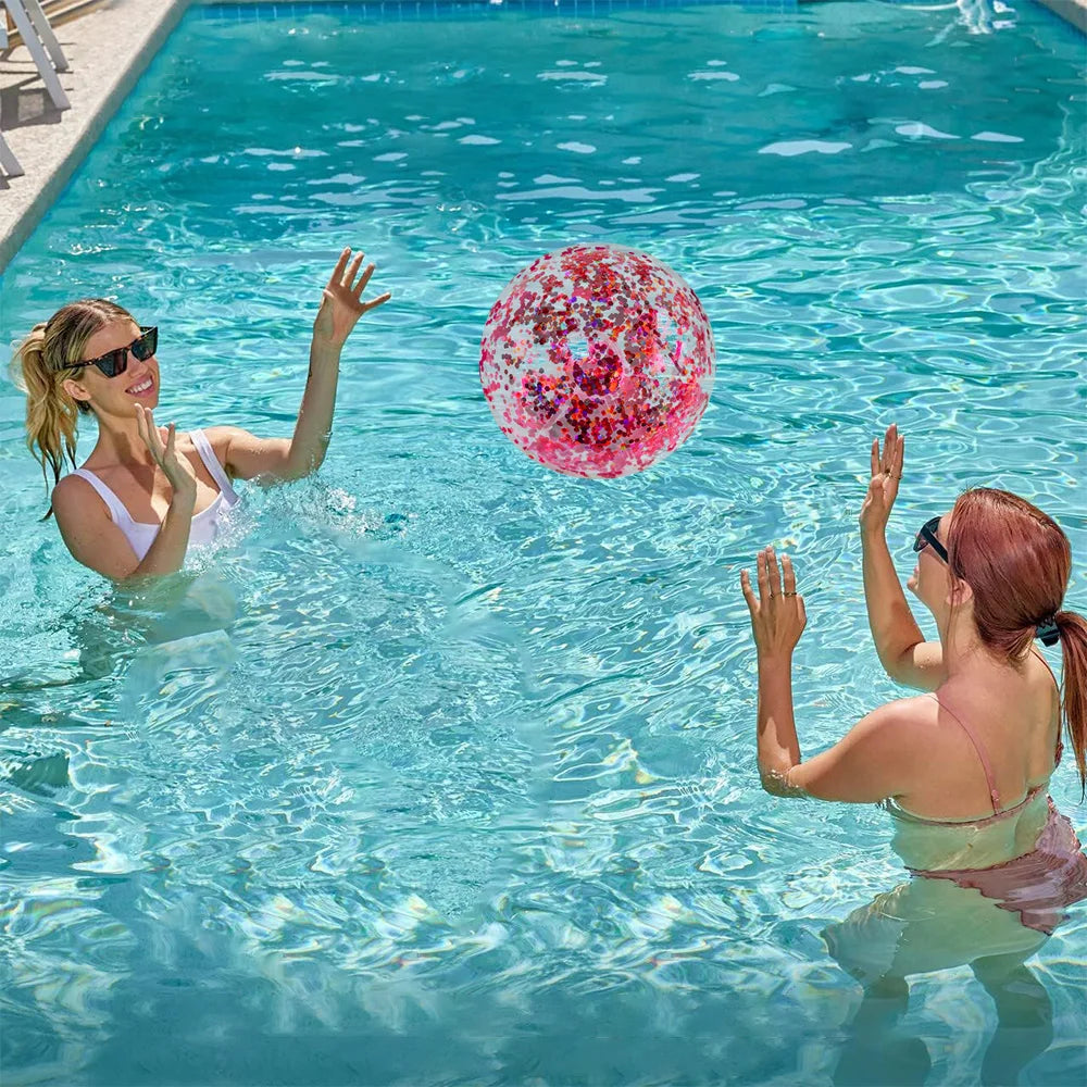 1pc 10.6 inch Inflatable Glitter Beach Ball Seaside Water Toys And Pool Party Gifts Carnival Prizes Water Game Toys