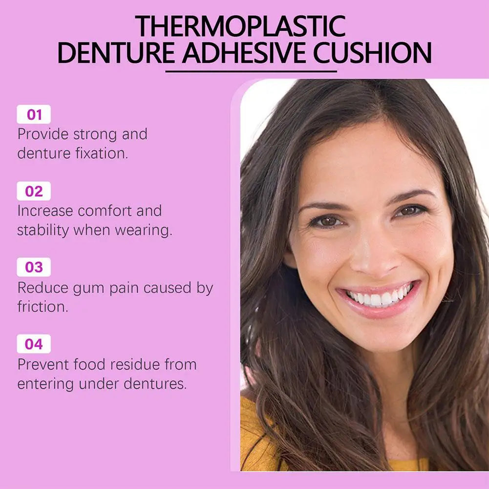 Cushion Grip Thermoplastic Denture Adhesive Improves Denture Fit Comfort & Stability Non-Glue Adhesive Hold Denture Adhesive