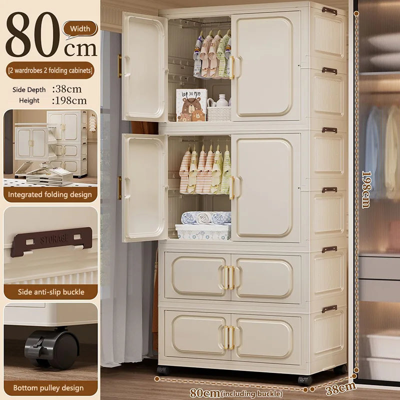 No-Install Foldable Baby Storage Cabinet – Large Capacity Multilayer Wardrobe & Toy Organizer, Portable for Living Room & Bedroo