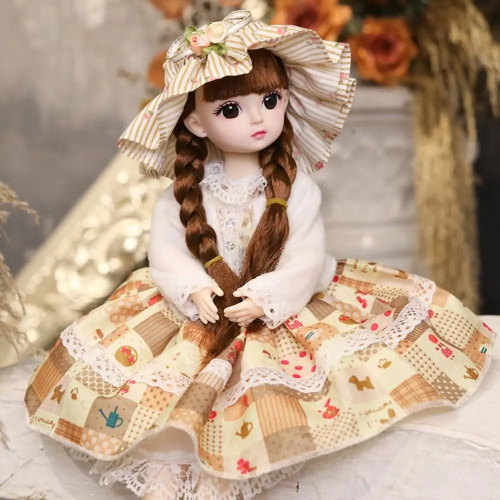 Plastic 30CM Movable Joint Doll Cute Princess Toy Safety Girl Dress Up Toys 3D Makeup Doll With Music Children