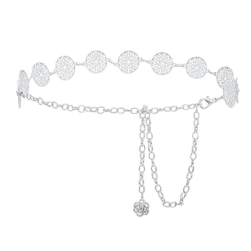 Retro Versatile Ethnic Style Metal Bohemian Waist Chain Belt For Women Fashion Sweater Chain Waist Seal Body Decor Accessories