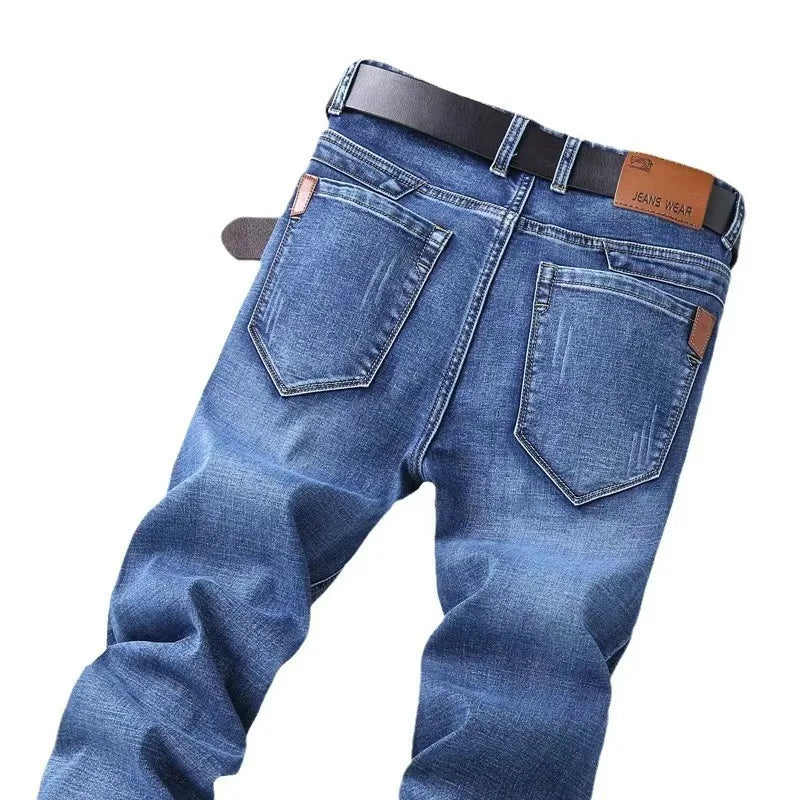 2025 Men's New Men's Fashion Casual Jeans Classic Style Casual Stretch Slim Fit Jeans Men's Denim Pants Black Blue Men's Style