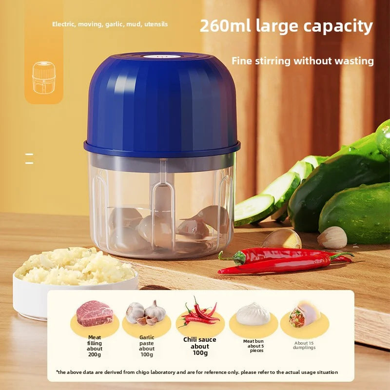1 set of garlic puree machine 260ml wireless rechargeable electric vegetable chopper garlic grinder kitchen tool food mixer
