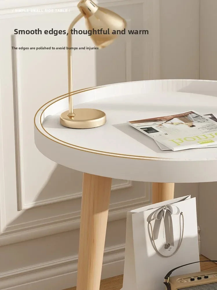 Small round table small apartment bedside table bedroom coffee table rack