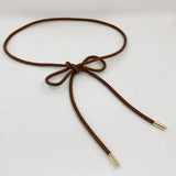 New Round Leather Thin Belt Women Decorative Bow Knot Waist Rope Knotted Dress Coat Sweater String Strap Waistband