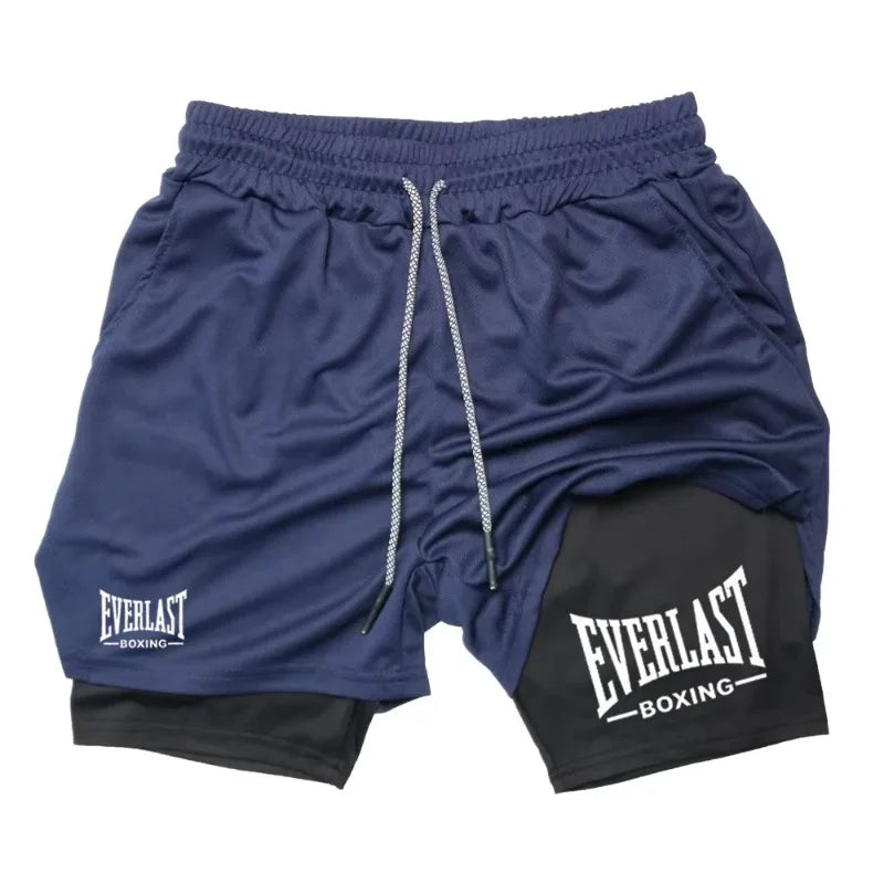 Men's Compression Gym Short Sports Pants Double Layered Quick Drying Running Muscle Fitness Athletic Multi-functional Activewear