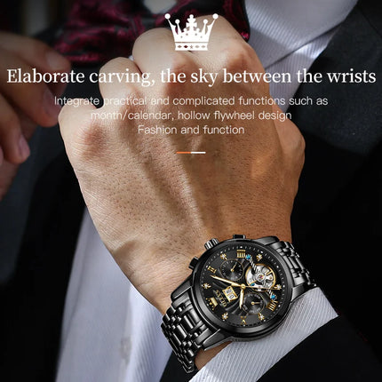 OLEVS Classic Men's Watches Tourbillon Multi-function Full Automatic