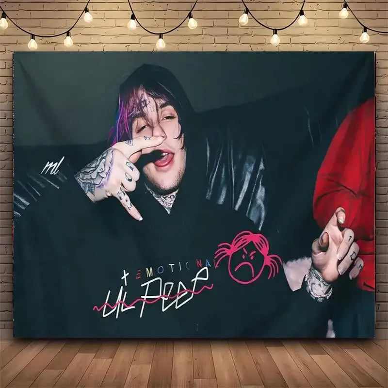 VIKAMA Lil Peep Poster Tapestry Emo Rap Wall Art for Bedroom Living Room Decoration Gothic Music Inspired Design