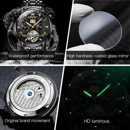 OLEVS Classic Men's Watches Tourbillon Multi-function Full Automatic