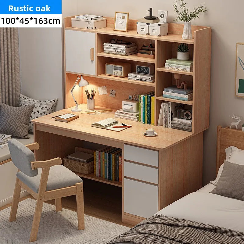 Precise Desk Home Modern Simple Bookshelf Integrated Student Bedroom Learning to Write With Drawing Desk Office Computer Desk