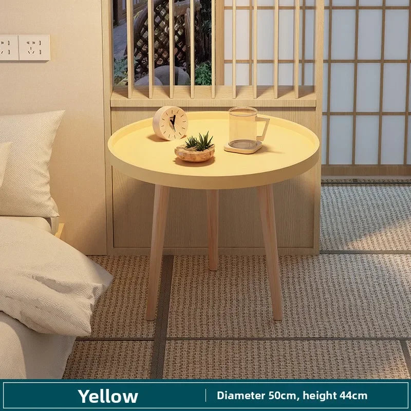 Small round table small apartment bedside table bedroom coffee table rack