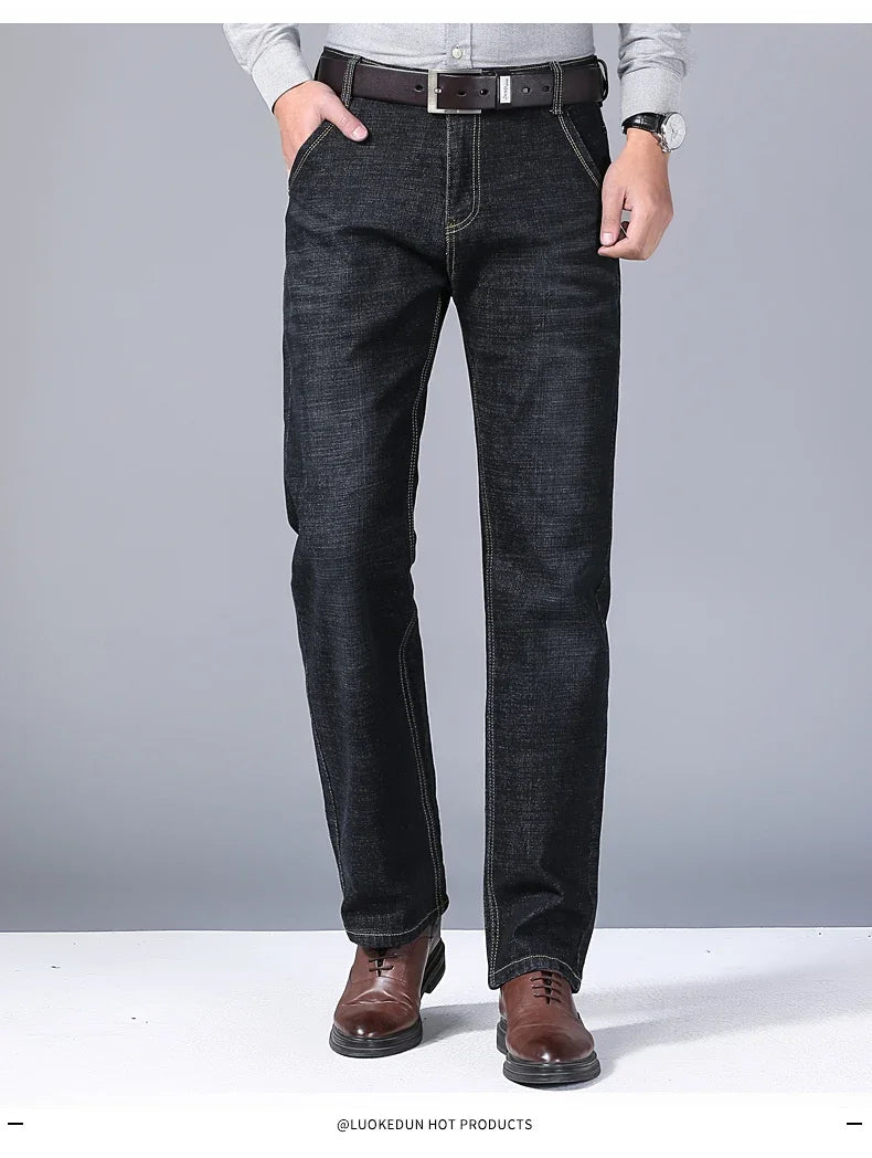 2025 Men's New Men's Fashion Casual Jeans Classic Style Casual Stretch Slim Fit Jeans Men's Denim Pants Black Blue Men's Style
