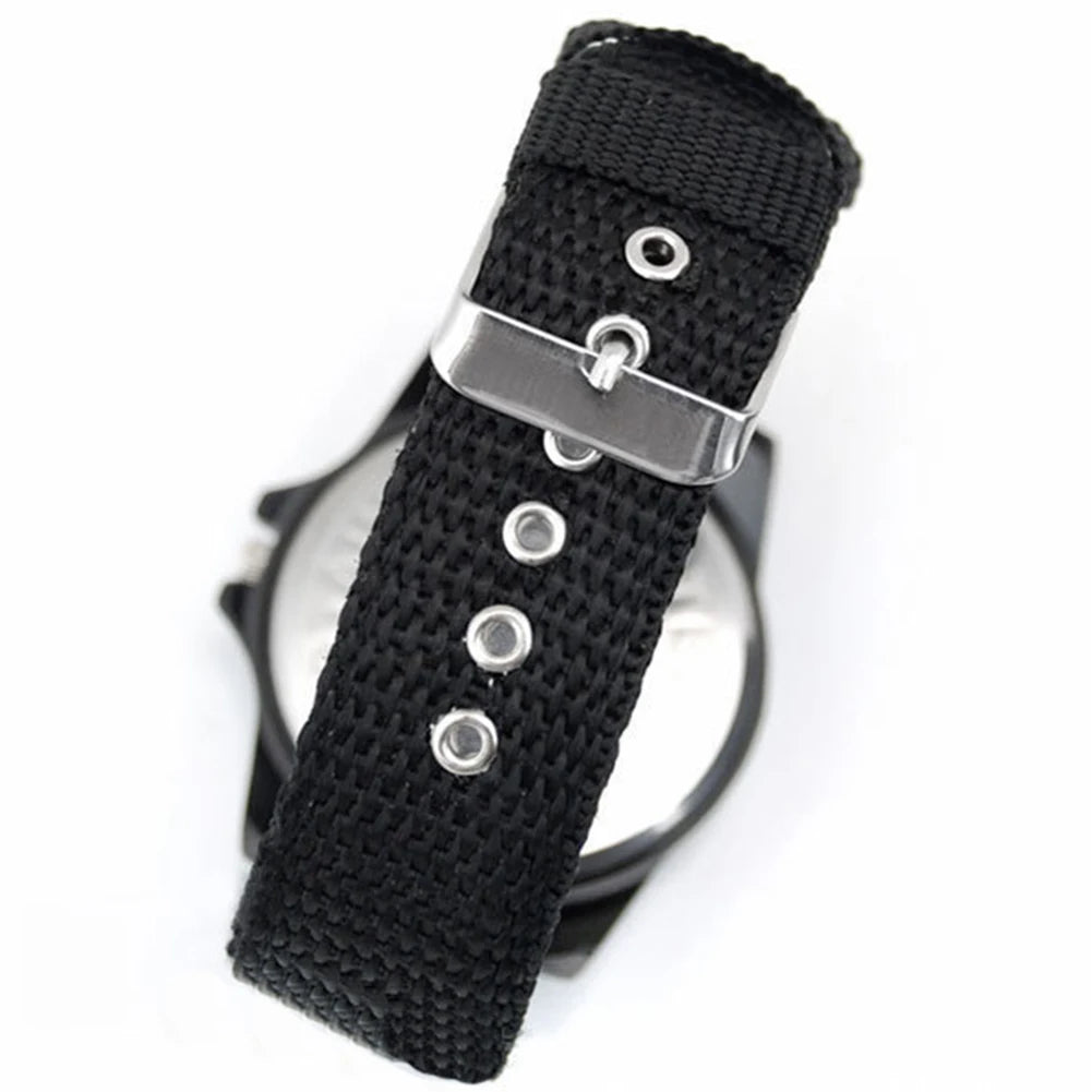 Men  Quartz Watch Nylon Watches Canvas Strap Casual Sports Wristwatch