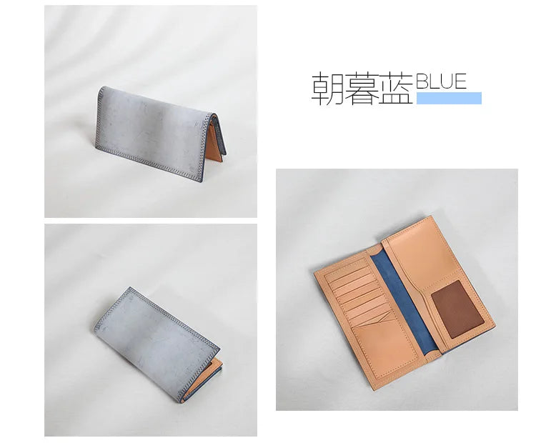 Ultra-Thin Leather Wallet for Men Simple Design Single Fold RFID Genuine Leather Coin Purse Long Wallet Casual Daily Use