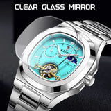 LIGE Dual Seconds Tourbillon Watch 24 Hour Mechanical Watch Men Stainless Steel Authentic Watch Night Glow Waterproof Mens Watch
