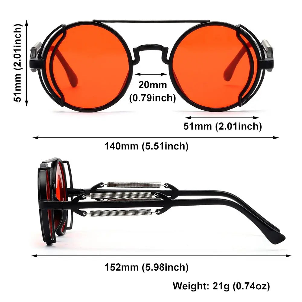 Fashion UV400 Protection Double Spring Temples Round Sunglasses Men's Eyewear Steampunk Sunglasses Sun Glasses