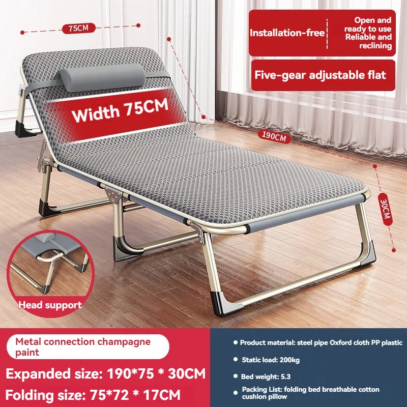 Household Goods Lounge Chair, Outdoor Camping, Simple Folding Bed,  Single Bed, Office Nap, Nap Bed, Marching Bed