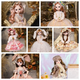 Plastic 30CM Movable Joint Doll Cute Princess Toy Safety Girl Dress Up Toys 3D Makeup Doll With Music Children