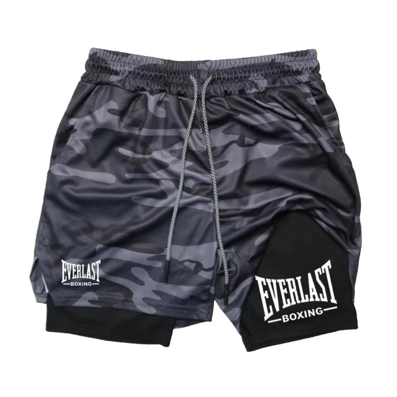Men's Compression Gym Short Sports Pants Double Layered Quick Drying Running Muscle Fitness Athletic Multi-functional Activewear