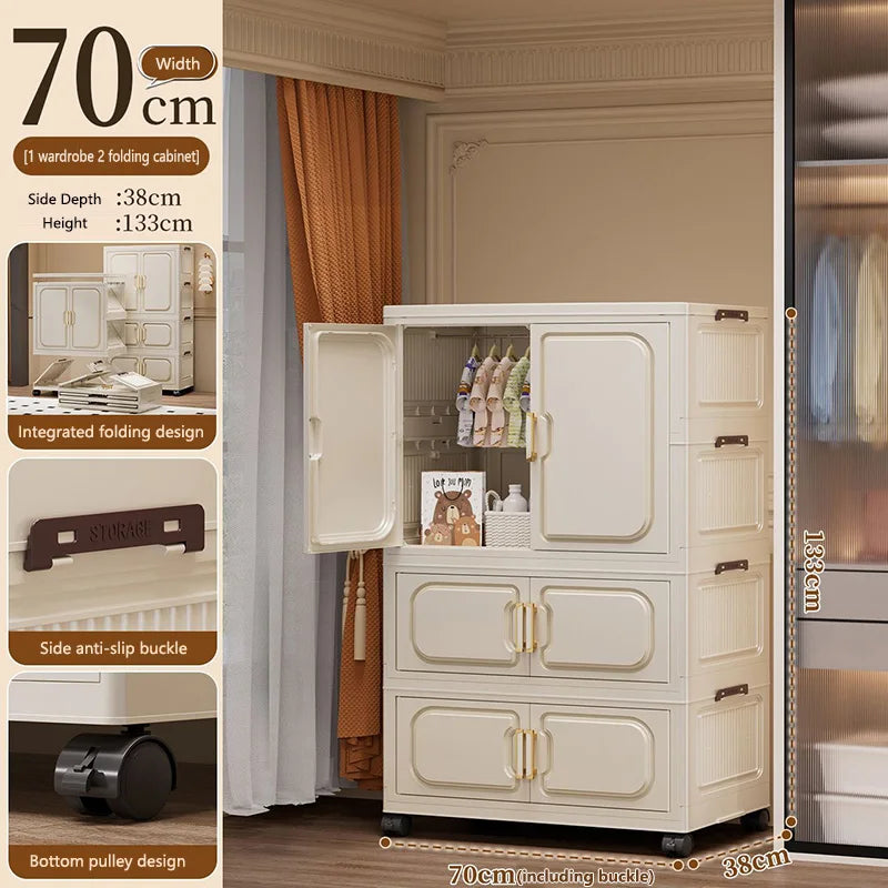 No-Install Foldable Baby Storage Cabinet – Large Capacity Multilayer Wardrobe & Toy Organizer, Portable for Living Room & Bedroo
