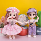 16cm 1/12 Cute Princess Doll 13 Joints BJD DIY Doll Toys with Clothes Shoes Movable Sweet Face Child Girl Birthday Gift for Kids