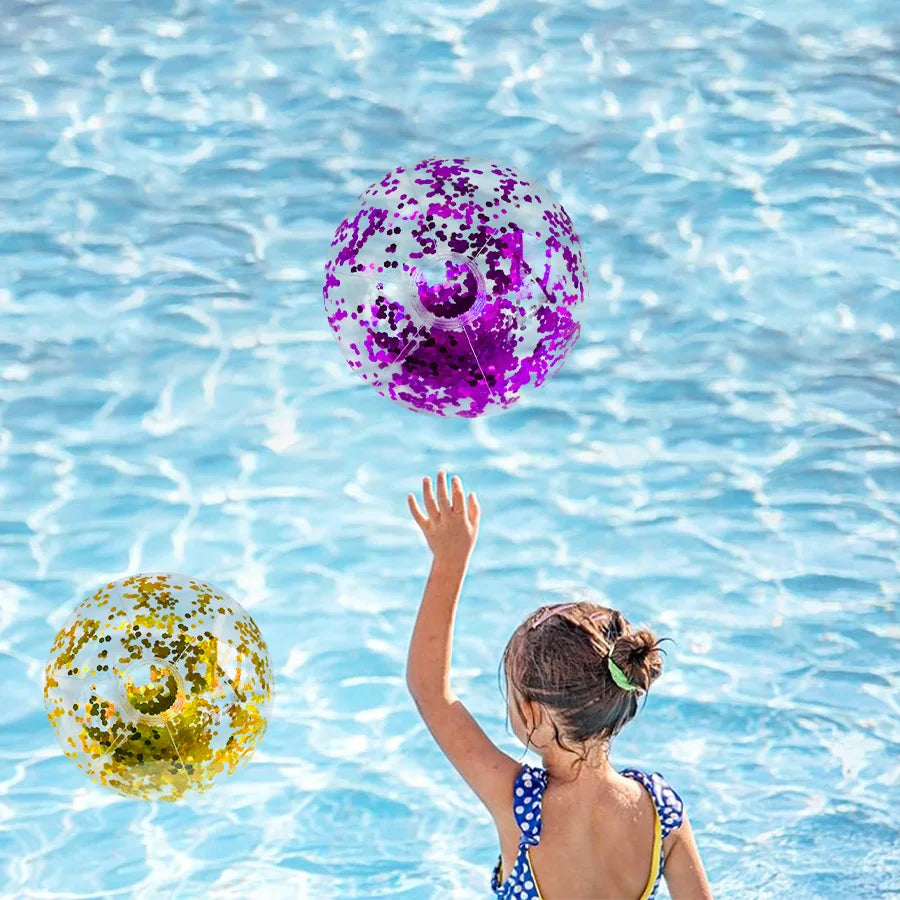 1pc 10.6 inch Inflatable Glitter Beach Ball Seaside Water Toys And Pool Party Gifts Carnival Prizes Water Game Toys