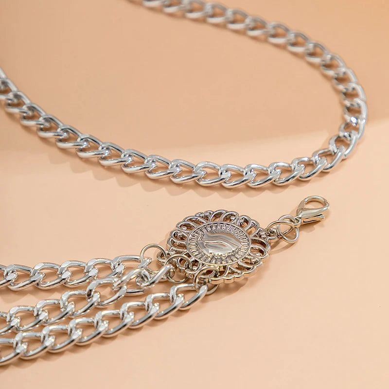 New Fashion Multi-layer Chain Belt For Women Fashion Gold Silver Color Metal High Waist Body Chain Dress Lady Tassel Belt