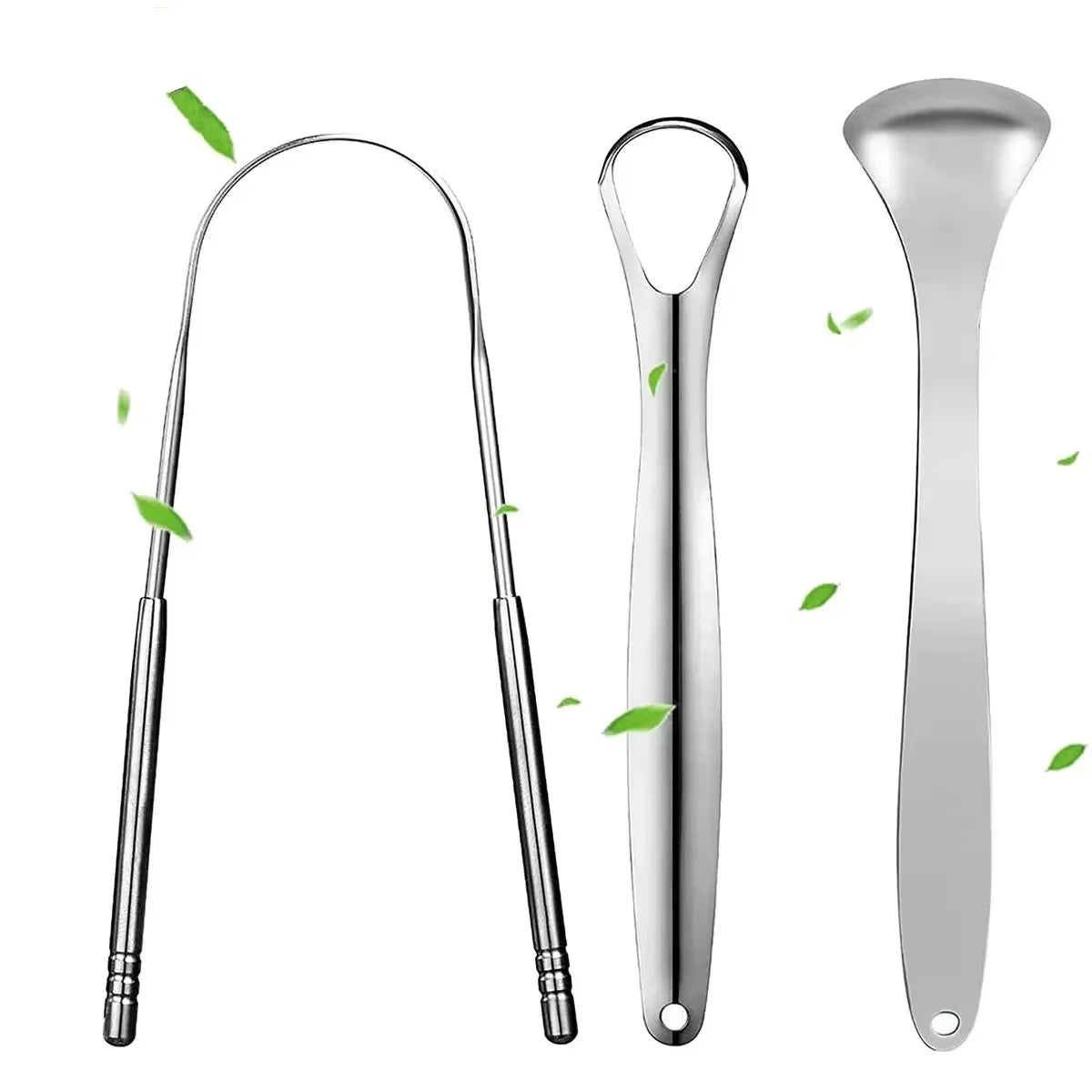 1/2/3/4pcs Tongue Scrapers for Adults Tough Metal Tongue Cleaner w/Storage Case Stainless Steel Tongue Scrubber for Fresh Breath