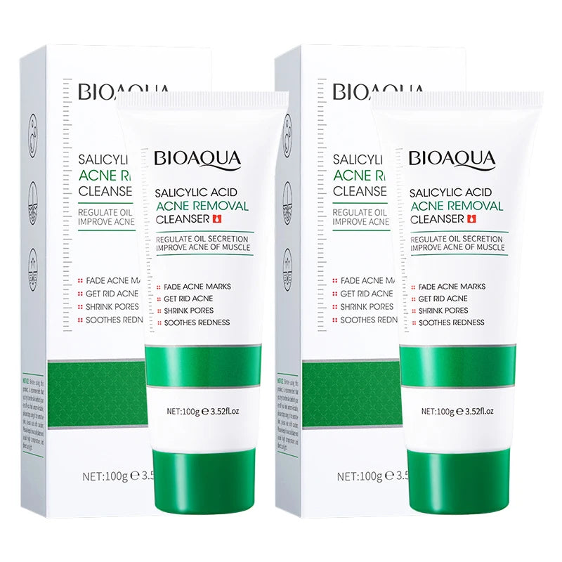 1/2pcs BIOAQUA Salicylic Acid Facial Cleanser Acne Treatment Moisturizing Oil Control Face Wash Foam Face Cleanser Skin Care