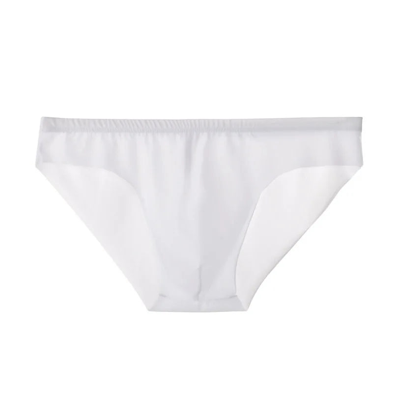 Men's Seamless Thong See-Through Underwear Ultra-Thin Low-Rise Sexy Solid Color Briefs Skin Friendly Soft Elastic Underpants
