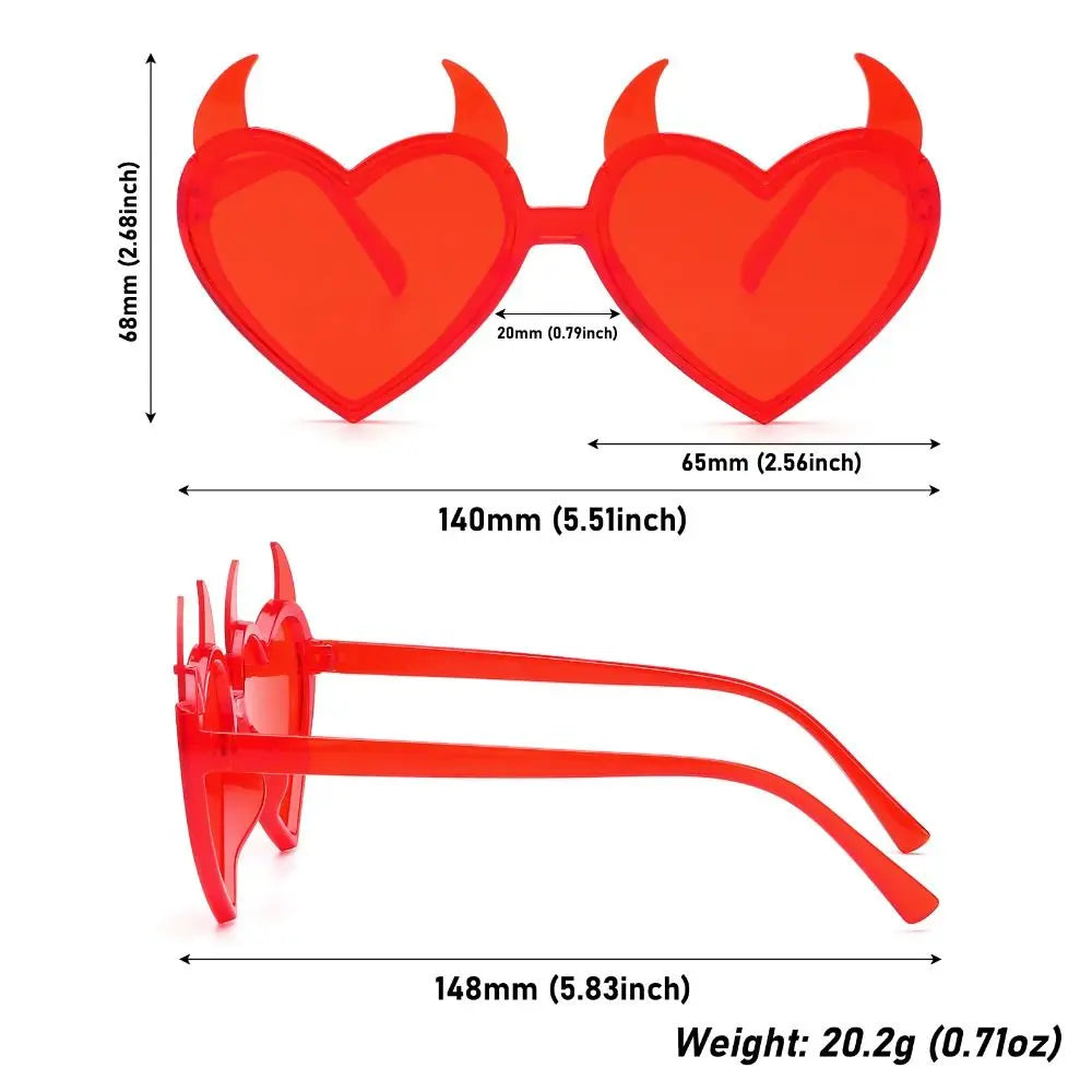 Rock Horn Sun Glasses Devil Ear Heart Shape UV Protection Sunglasses Cosplay Glasses Halloween Decoration for Halloween Party
