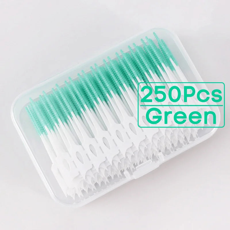 Vaclav 150Pcs Original Dental Floss Pick Soft Silicone Bristle Interdental Brush Dental Pick Brace Brush Disposable Teeth Clean